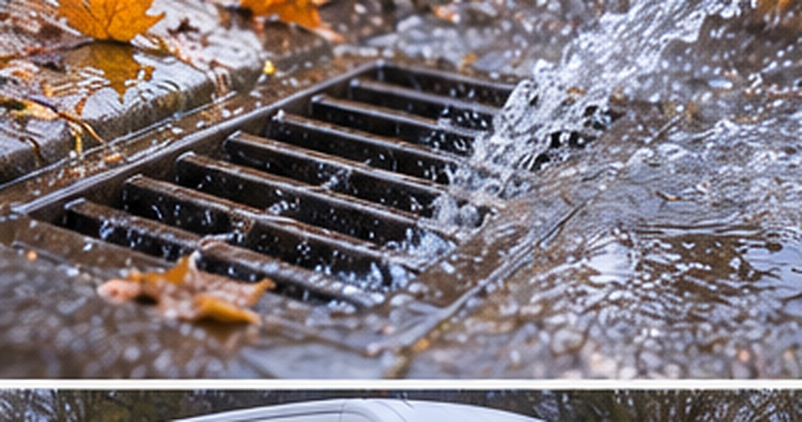 Surface water flowing into an outside drain gully